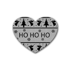 Ugly Christmas Sweater Rubber Coaster (heart)  by Valentinaart