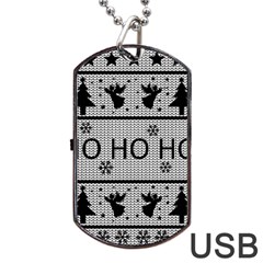 Ugly Christmas Sweater Dog Tag Usb Flash (one Side) by Valentinaart