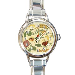 Floral Art Nouveau Round Italian Charm Watch by NouveauDesign