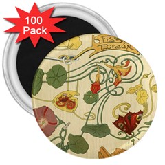 Floral Art Nouveau 3  Magnets (100 Pack) by NouveauDesign