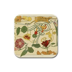 Floral Art Nouveau Rubber Square Coaster (4 Pack)  by NouveauDesign