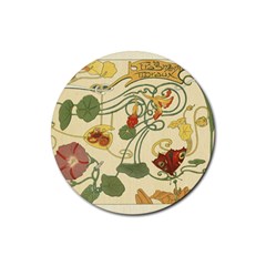 Floral Art Nouveau Rubber Coaster (round)  by NouveauDesign