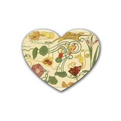 Floral Art Nouveau Rubber Coaster (heart)  by NouveauDesign