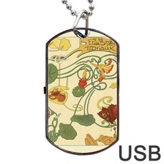 Floral Art Nouveau Dog Tag Usb Flash (two Sides) by NouveauDesign