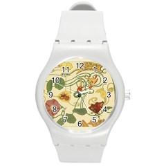 Floral Art Nouveau Round Plastic Sport Watch (m) by NouveauDesign