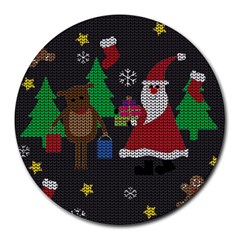 Ugly Christmas Sweater Round Mousepads by Valentinaart