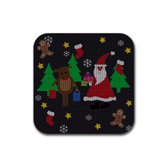 Ugly Christmas Sweater Rubber Coaster (Square) 