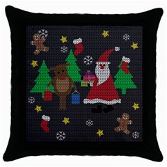 Ugly Christmas Sweater Throw Pillow Case (Black)