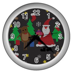 Ugly Christmas Sweater Wall Clocks (Silver) 