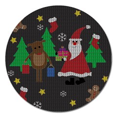 Ugly Christmas Sweater Magnet 5  (round) by Valentinaart