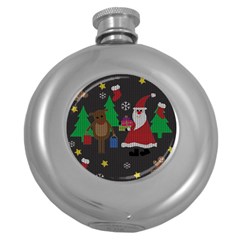 Ugly Christmas Sweater Round Hip Flask (5 Oz) by Valentinaart