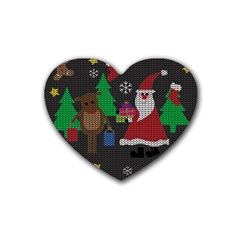 Ugly Christmas Sweater Heart Coaster (4 Pack)  by Valentinaart