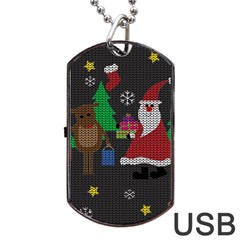 Ugly Christmas Sweater Dog Tag Usb Flash (one Side) by Valentinaart