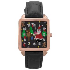 Ugly Christmas Sweater Rose Gold Leather Watch 