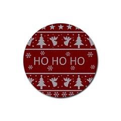 Ugly Christmas Sweater Rubber Coaster (round)  by Valentinaart