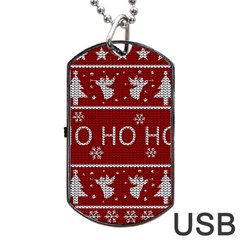 Ugly Christmas Sweater Dog Tag Usb Flash (two Sides) by Valentinaart