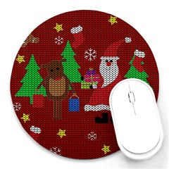 Ugly Christmas Sweater Round Mousepads by Valentinaart