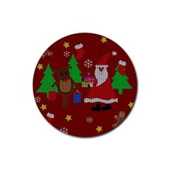 Ugly Christmas Sweater Rubber Round Coaster (4 Pack)  by Valentinaart