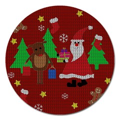 Ugly Christmas Sweater Magnet 5  (round) by Valentinaart