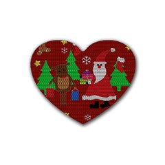 Ugly Christmas Sweater Rubber Coaster (heart)  by Valentinaart