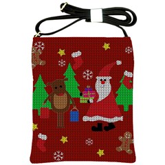 Ugly Christmas Sweater Shoulder Sling Bags by Valentinaart