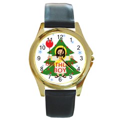 Jesus - Christmas Round Gold Metal Watch by Valentinaart