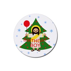 Jesus - Christmas Rubber Coaster (round)  by Valentinaart