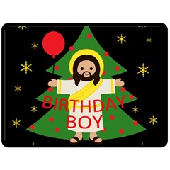 Jesus - Christmas Fleece Blanket (large)  by Valentinaart