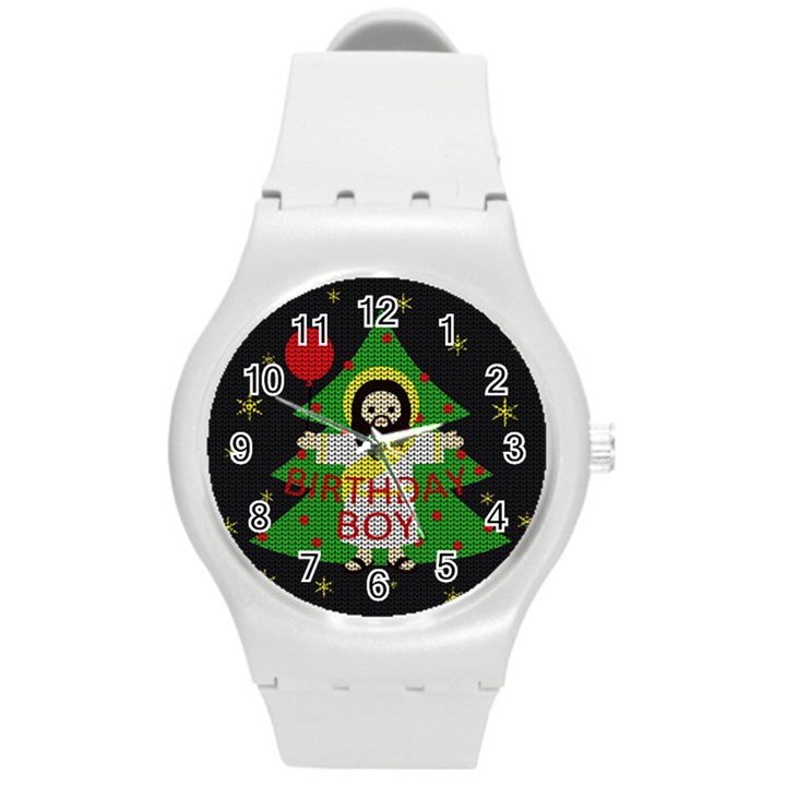 Jesus - Christmas Round Plastic Sport Watch (M)