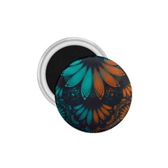 Beautiful Teal And Orange Paisley Fractal Feathers 1 75  Magnets by jayaprime