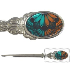 Beautiful Teal And Orange Paisley Fractal Feathers Letter Openers by jayaprime