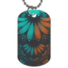 Beautiful Teal And Orange Paisley Fractal Feathers Dog Tag (one Side) by jayaprime