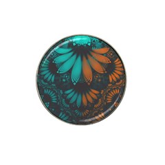 Beautiful Teal And Orange Paisley Fractal Feathers Hat Clip Ball Marker (10 Pack) by jayaprime