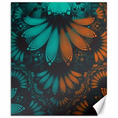 Beautiful Teal And Orange Paisley Fractal Feathers Canvas 20  X 24   by jayaprime