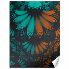 Beautiful Teal And Orange Paisley Fractal Feathers Canvas 36  X 48   by jayaprime