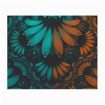 Beautiful Teal and Orange Paisley Fractal Feathers Small Glasses Cloth (2-Side) Front