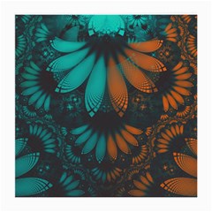 Beautiful Teal And Orange Paisley Fractal Feathers Medium Glasses Cloth by jayaprime