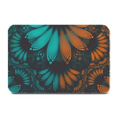 Beautiful Teal And Orange Paisley Fractal Feathers Plate Mats by jayaprime