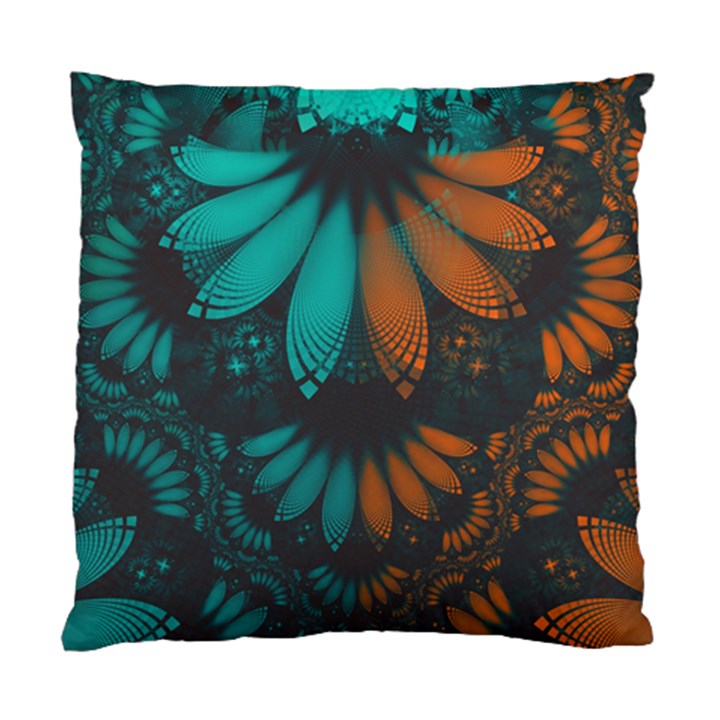 Beautiful Teal and Orange Paisley Fractal Feathers Standard Cushion Case (One Side)