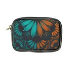 Beautiful Teal and Orange Paisley Fractal Feathers Coin Purse Front