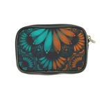 Beautiful Teal and Orange Paisley Fractal Feathers Coin Purse Back