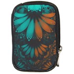 Beautiful Teal and Orange Paisley Fractal Feathers Compact Camera Cases Front