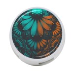 Beautiful Teal and Orange Paisley Fractal Feathers 4-Port USB Hub (One Side) Front