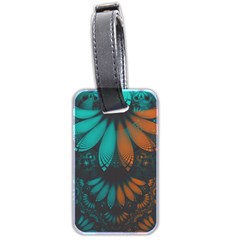 Beautiful Teal And Orange Paisley Fractal Feathers Luggage Tags (two Sides) by jayaprime