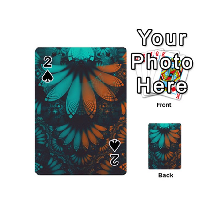 Beautiful Teal and Orange Paisley Fractal Feathers Playing Cards 54 (Mini) 