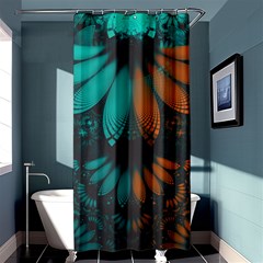 Beautiful Teal And Orange Paisley Fractal Feathers Shower Curtain 36  X 72  (stall)  by jayaprime