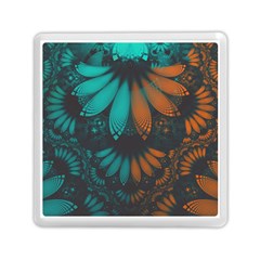 Beautiful Teal And Orange Paisley Fractal Feathers Memory Card Reader (square)  by jayaprime