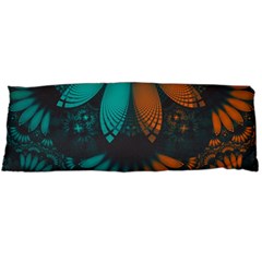 Beautiful Teal And Orange Paisley Fractal Feathers Body Pillow Case (dakimakura) by jayaprime