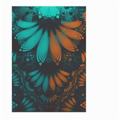 Beautiful Teal And Orange Paisley Fractal Feathers Large Garden Flag (two Sides) by jayaprime