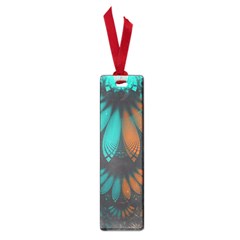 Beautiful Teal And Orange Paisley Fractal Feathers Small Book Marks by jayaprime